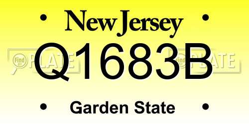 Q1683B New Jersey License Plate