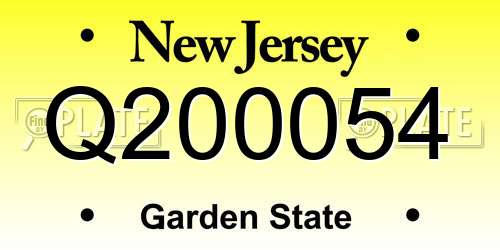 Q200054 New Jersey License Plate