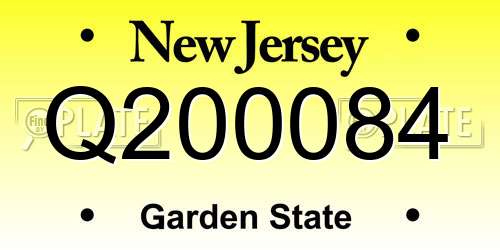 Q200084 New Jersey License Plate