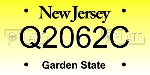 Q2062C New Jersey License Plate