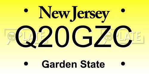 Q20GZC New Jersey License Plate