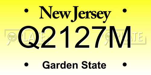 Q2127M New Jersey License Plate