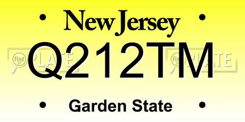Q212TM New Jersey License Plate