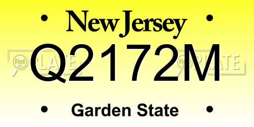 Q2172M New Jersey License Plate