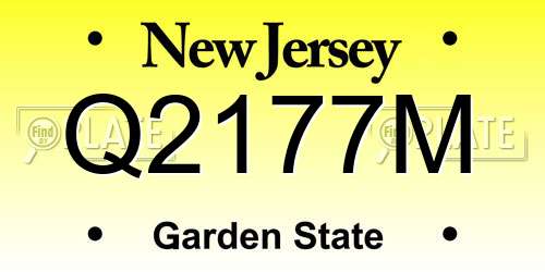 Q2177M New Jersey License Plate