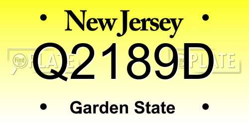 Q2189D New Jersey License Plate
