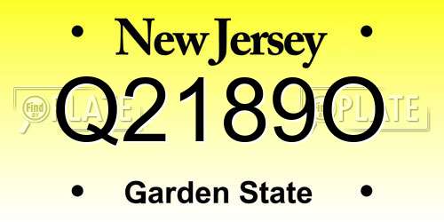 Q2189O New Jersey License Plate