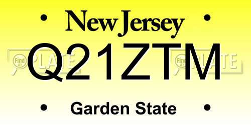 Q21ZTM New Jersey License Plate