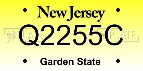 Q2255C New Jersey License Plate