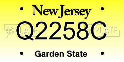 Q2258C New Jersey License Plate