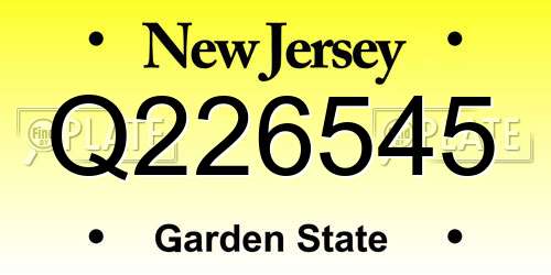 Q226545 New Jersey License Plate