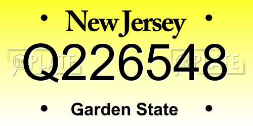 Q226548 New Jersey License Plate