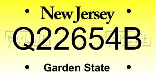 Q22654B New Jersey License Plate