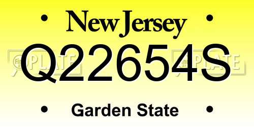 Q22654S New Jersey License Plate