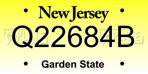 Q22684B New Jersey License Plate