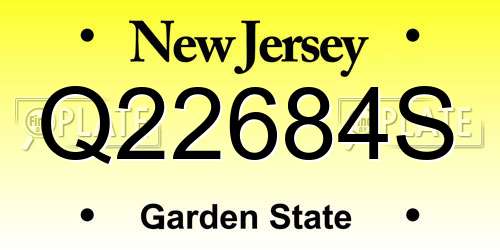 Q22684S New Jersey License Plate