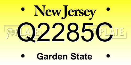 Q2285C New Jersey License Plate
