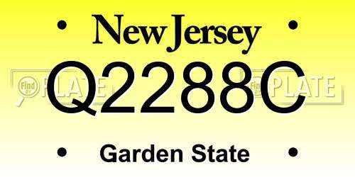 Q2288C New Jersey License Plate