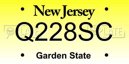 Q228SC New Jersey License Plate