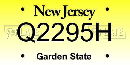 Q2295H New Jersey License Plate