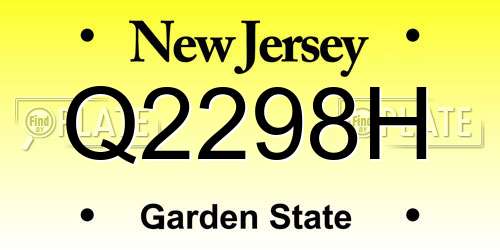 Q2298H New Jersey License Plate