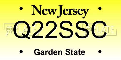 Q22SSC New Jersey License Plate