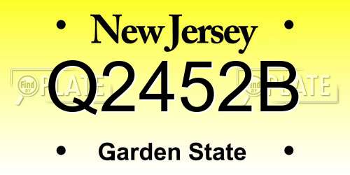Q2452B New Jersey License Plate