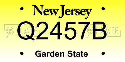 Q2457B New Jersey License Plate