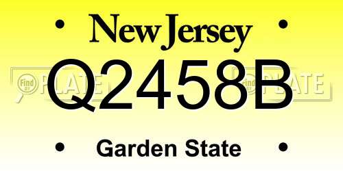 Q2458B New Jersey License Plate