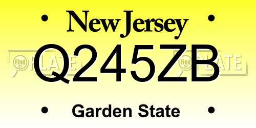 Q245ZB New Jersey License Plate