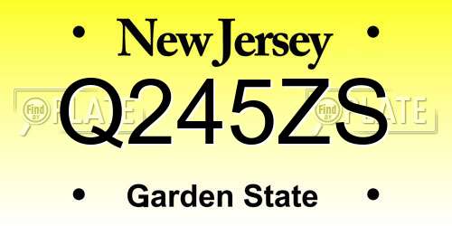 Q245ZS New Jersey License Plate