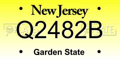 Q2482B New Jersey License Plate