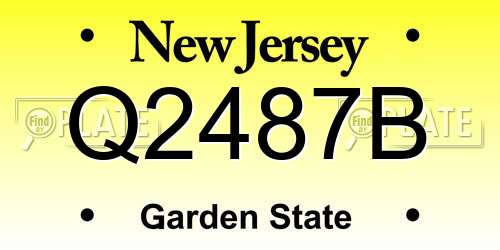 Q2487B New Jersey License Plate