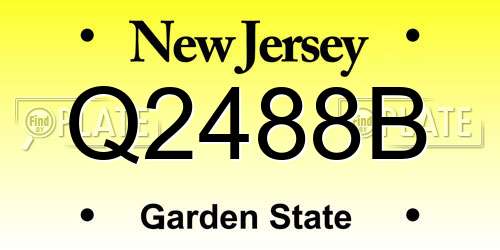 Q2488B New Jersey License Plate