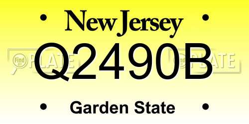Q2490B New Jersey License Plate