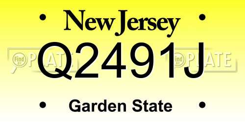 Q2491J New Jersey License Plate