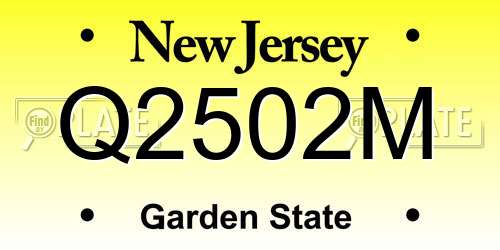 Q2502M New Jersey License Plate