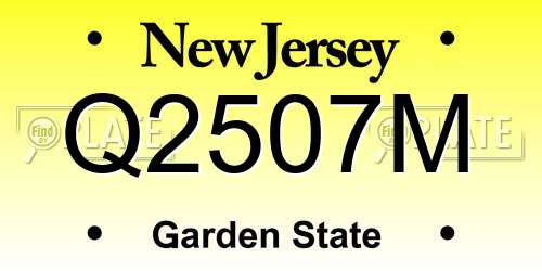 Q2507M New Jersey License Plate