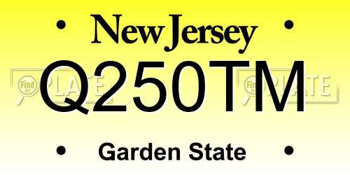 Q250TM New Jersey License Plate