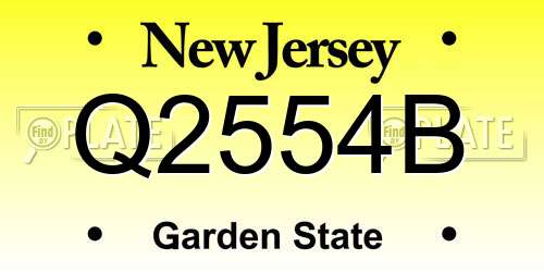 Q2554B New Jersey License Plate