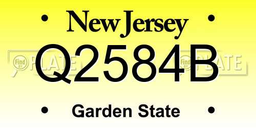Q2584B New Jersey License Plate