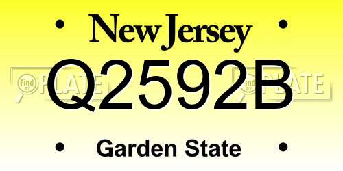 Q2592B New Jersey License Plate