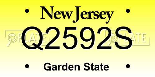 Q2592S New Jersey License Plate