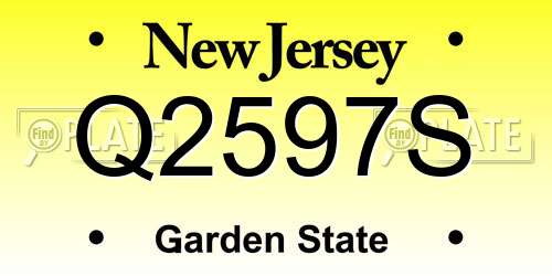 Q2597S New Jersey License Plate