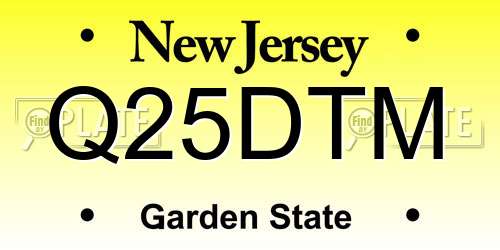 Q25DTM New Jersey License Plate