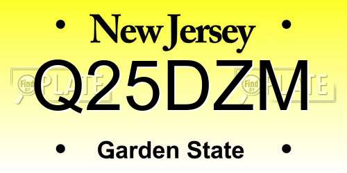 Q25DZM New Jersey License Plate
