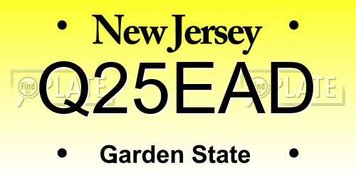 Q25EAD New Jersey License Plate
