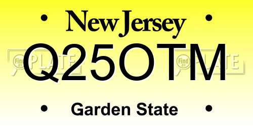 Q25OTM New Jersey License Plate