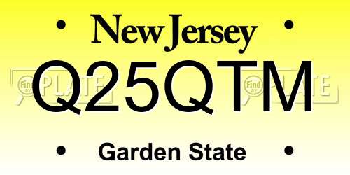 Q25QTM New Jersey License Plate