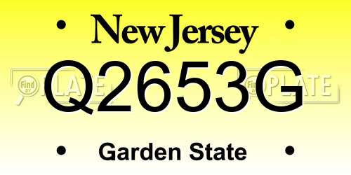 Q2653G New Jersey License Plate